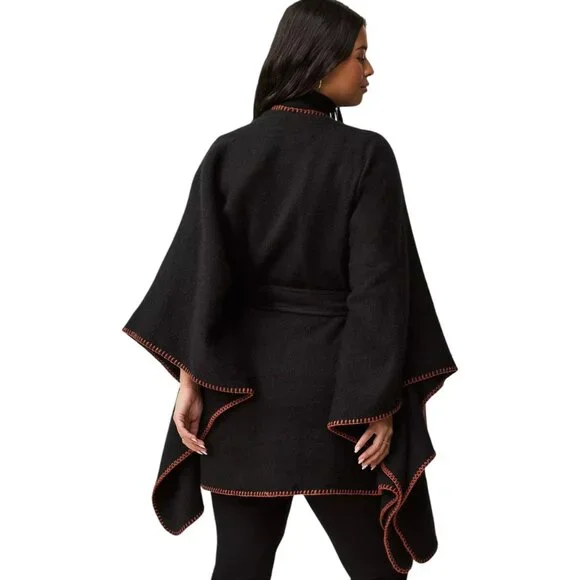 Torrid Belted Ruana / Poncho Color: Black Size: One Size NWT - Picture 3 of 5